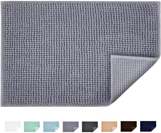 Badmat Antislip con Microvezel Absorbente per Bagno, 50 x 80 cm, Color Grigio