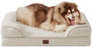 Letto per cani ortopedico per grandi cani, 132x104x20cm, cuscino per cani XXL di schiuma espansa, divano per cani lavabile, impermeabile e antiscivolo, panca per cani con bordo alto, beige
