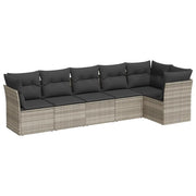 Set Divano da Giardino 6pz | Set Salotto da Giardino con Cuscini Grigio Chiaro Polyrattan