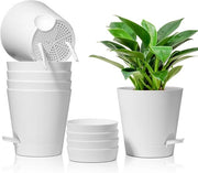 Set di vaso in plastica bianco da 6 pezzi Φ6.5cm con sistema di irrigazione per decorazione interna ed esterna per uso domestico e ufficio