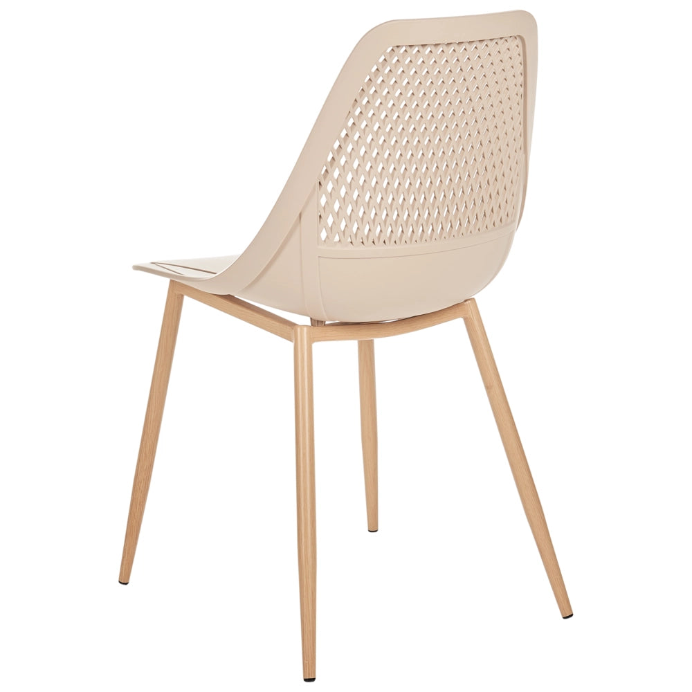 Set di 4 sedie da pranzo Beige Seduta sintetica Gambe in metallo Seduta moderna semplice e minimalista