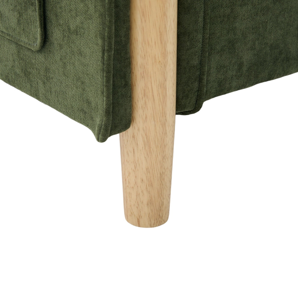 Divano angolare reversibile a 3 posti con vano contenitore e tasche laterali in Chenille Verde