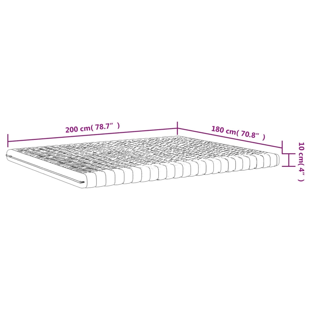 Materasso in Schiuma-Materasso per Letto Bianco 180x200 cm 7 Zone Durezza 20 ILD