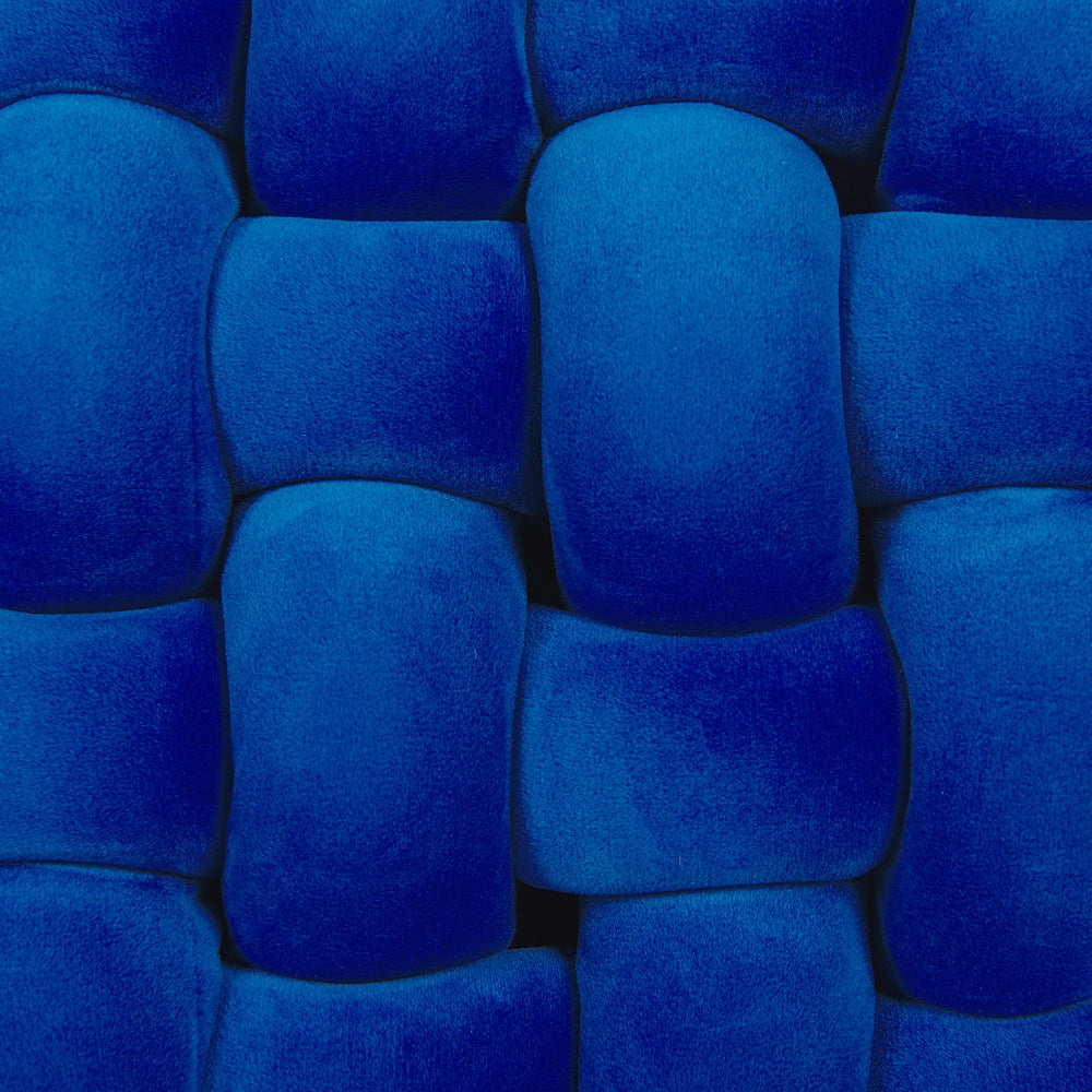 Cuscino Nodo Velluto Blu 30 x 30 cm Legato Peluche Quadrato Decorativo Moderno