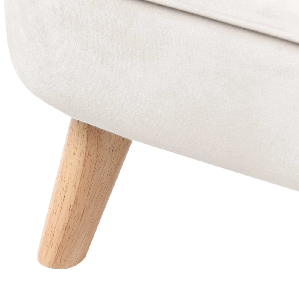 Divano per bambini rivestito in velluto senza braccioli beige per bambini piccoli stile moderno