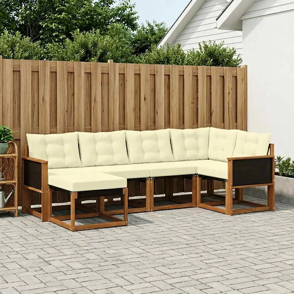 Set di divani da esterno con cuscino 6 pcs Naturale e Crema