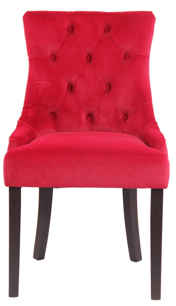 Set 4 poltrone pranzo Aberdeen in velluto rosso,antico