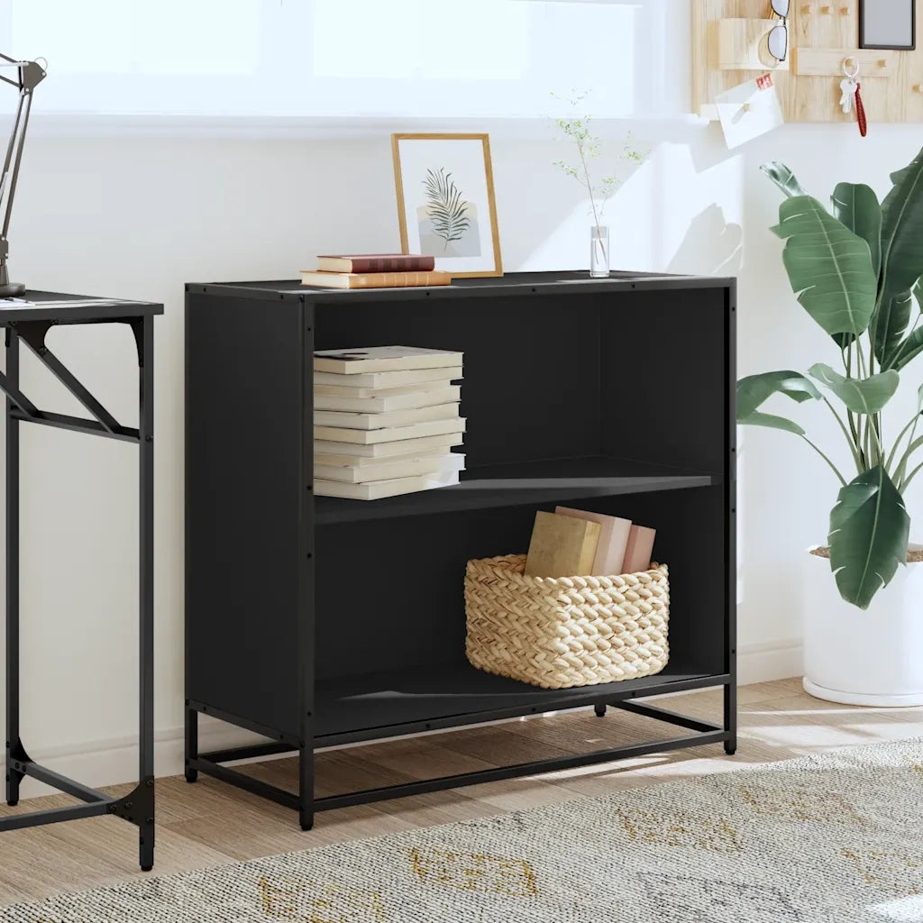 Libreria-Scaffale per Libri-Mobile di Stoccaggio Nera 80,5x35x76 cm in Legno Multistrato