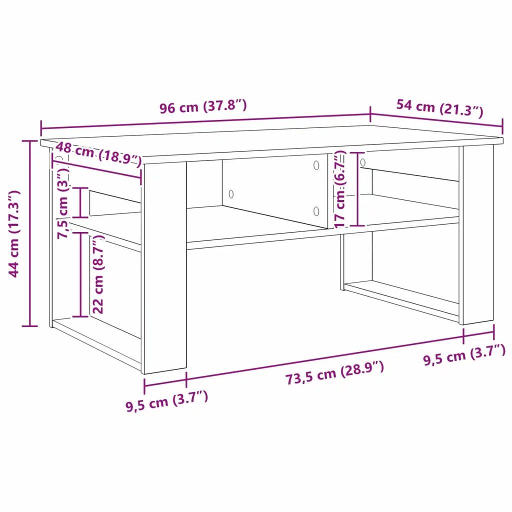 Tavolino da salotto Rovere fumé 96 x 54 x 44 cm 8000152