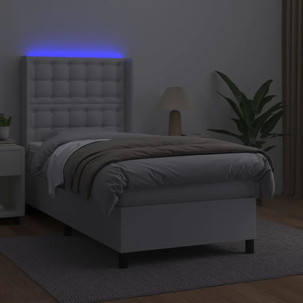 Giroletto Molle con Materasso e LED Bianco 90x200 cm Similpellecod mxl 75417