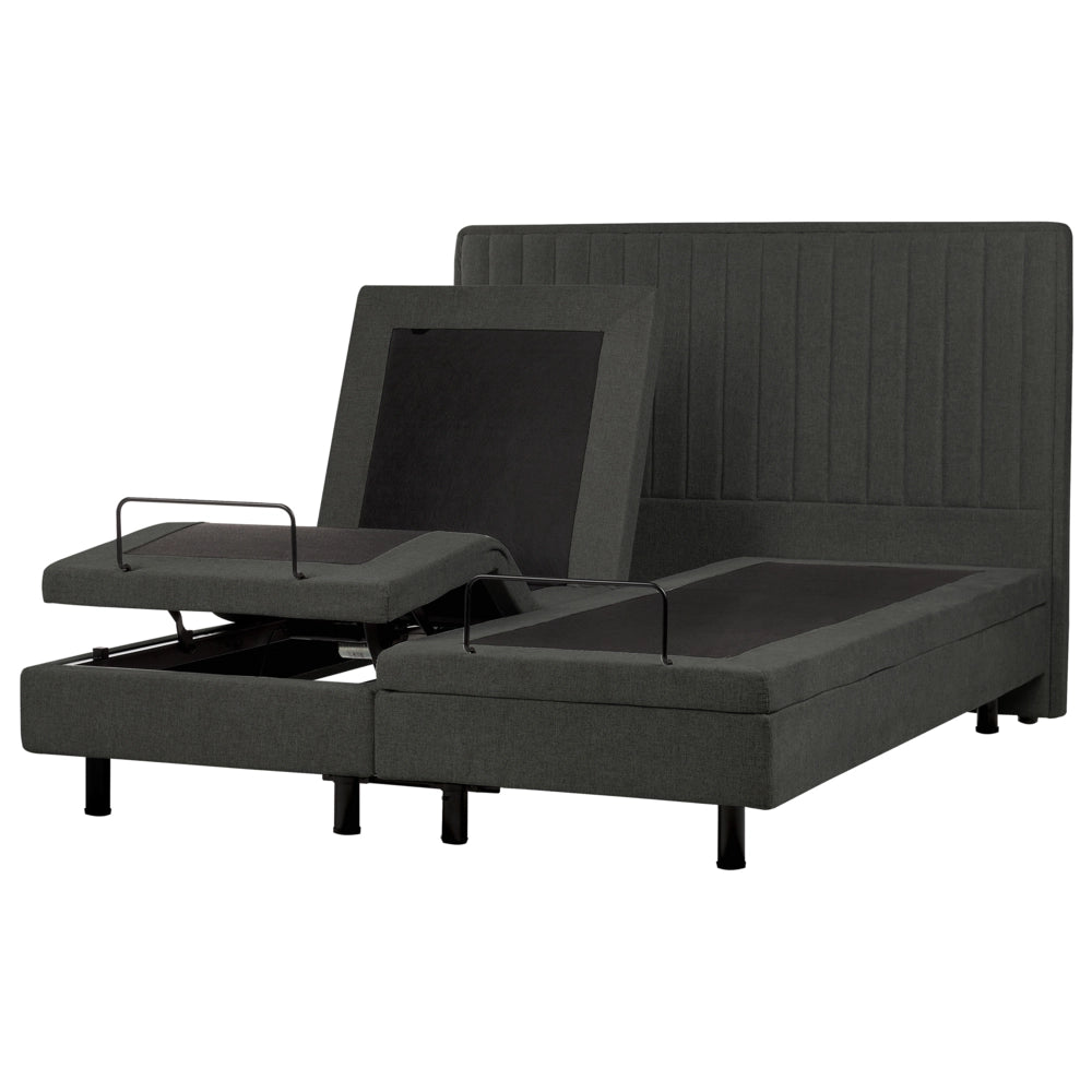 Letto matrimoniale grigio scuro regolabile elettricamente con telecomando 160 x 200 cm stile moderno