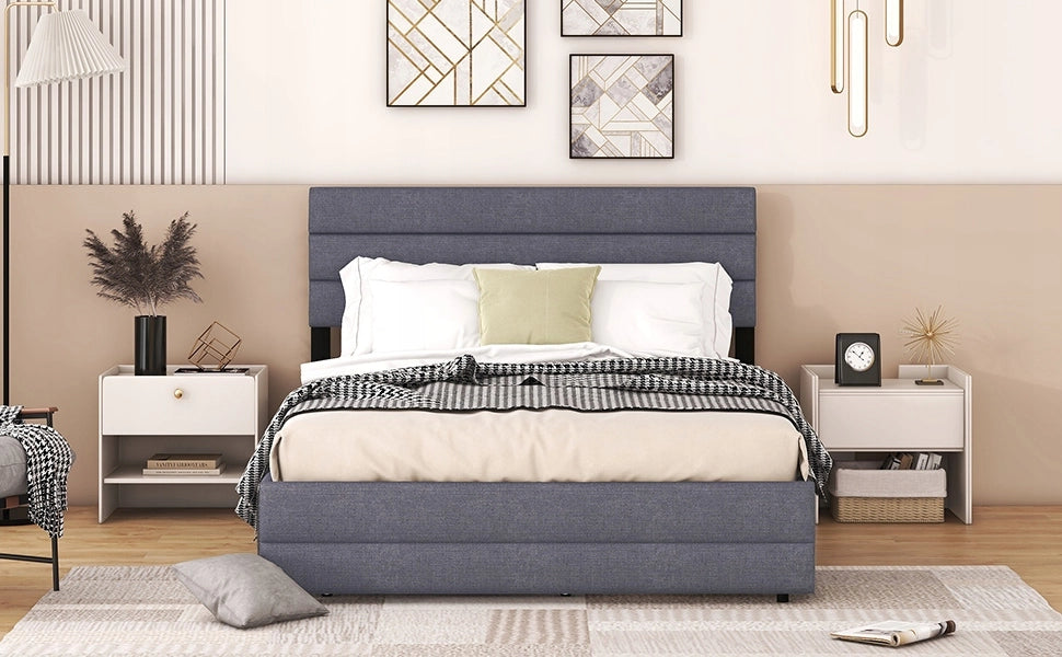 Letto 140x200 - Xylo - Grigio con 2 cassetti