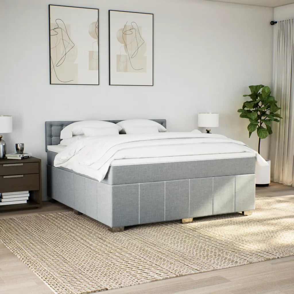 Giroletto a Molle con Materasso Grigio Chiaro180x200 cm Tessuto