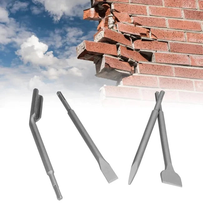Set 4 Scalpelli SDS Plus per Martello Demolitore 2 Spatola, 1 Punta, 1 Scalpello