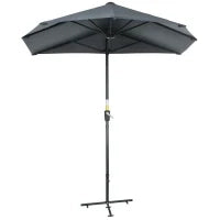 Ombrellone Semicircolare con Manovella e Tettuccio Anti UV, 200x190x240 cm, Grigio
