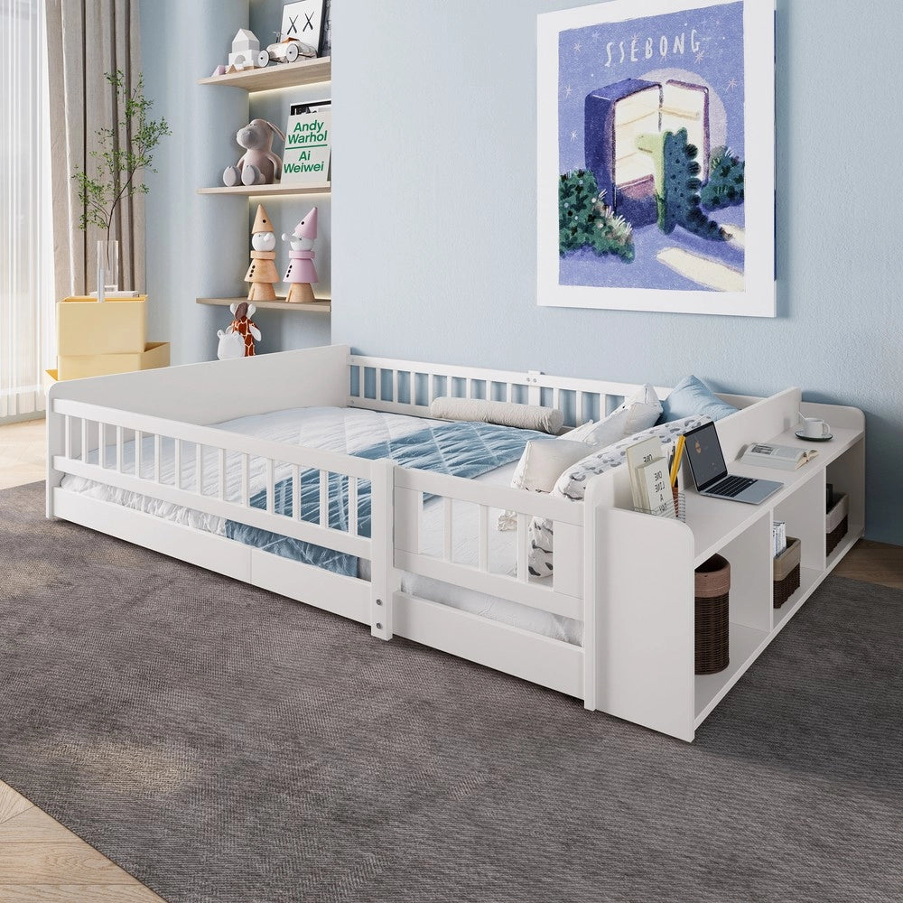 Letto Singolo in Legno di Pino con Contenitore ¨C MINIMAL ¨C Bianco 140x200
