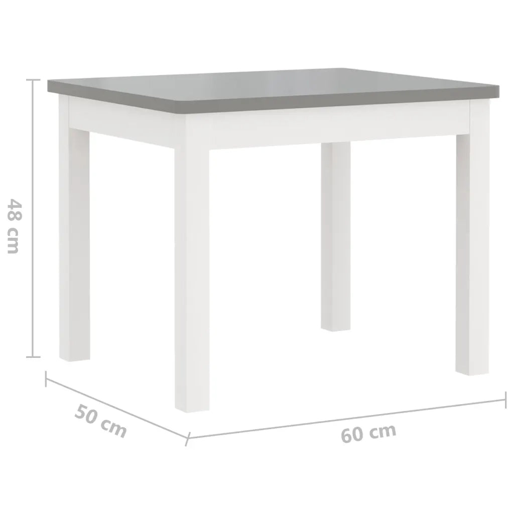 Set Tavolo e Sedie per Bambini 3 Pezzi Bianco e Grigio in MDF CFW7252577