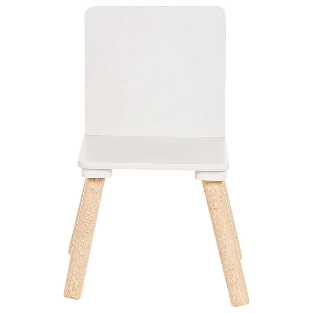 Set per bambini a 2 posti tavolo con sedie in legno di pino MDF Camera dei bambini bianco e legno chiaro