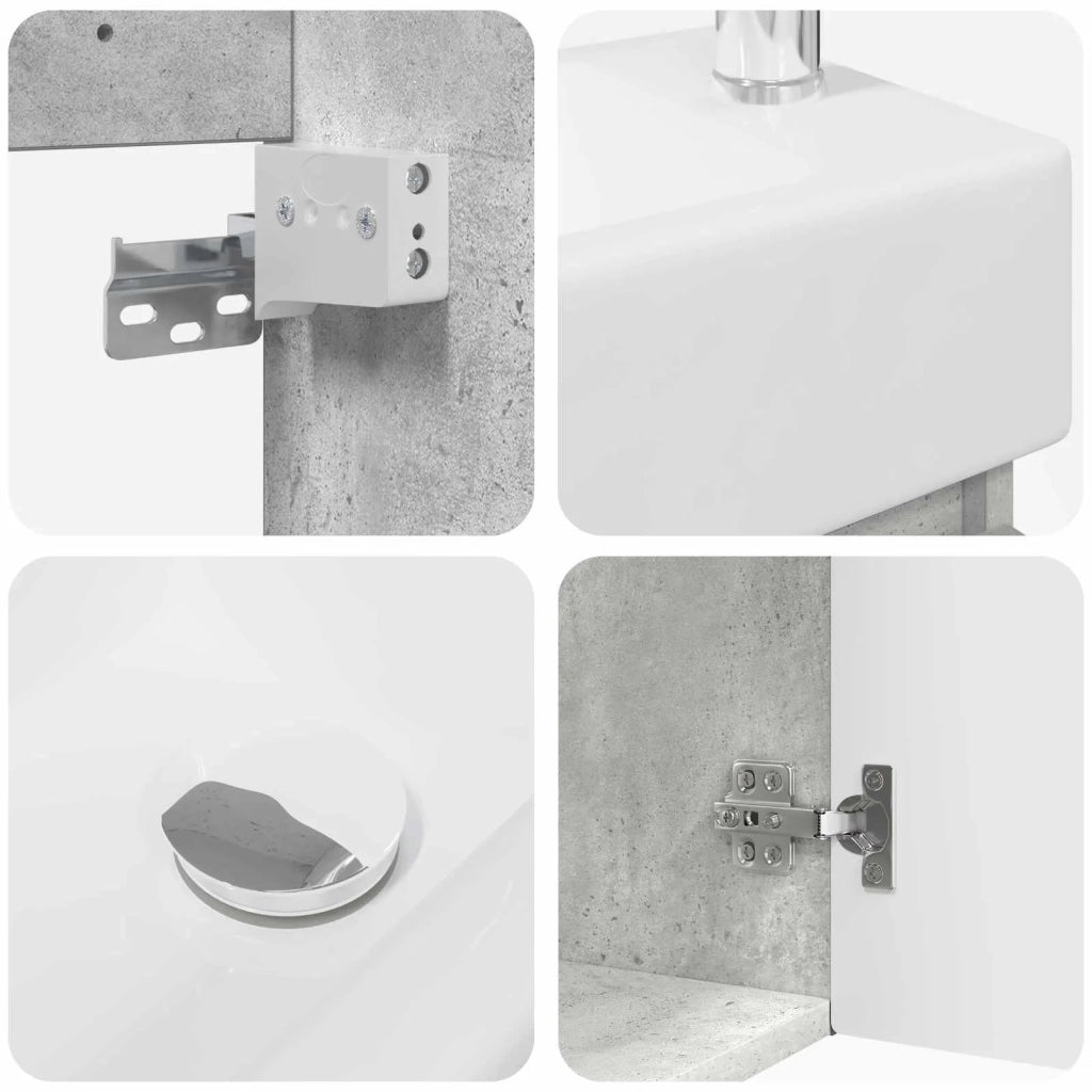 Mobile bagno con rubinetto Grigio Cemento 45,5 x 25,5 x 84 cm