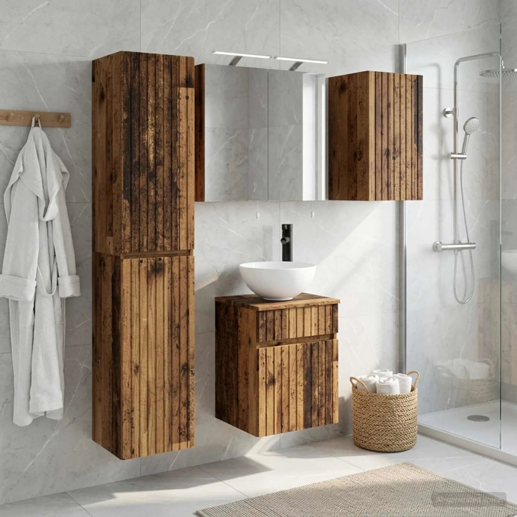 Set di Armadi da Bagno 5 pcs Legno antico 40 x 10,5 x 60,5 cm 3407341