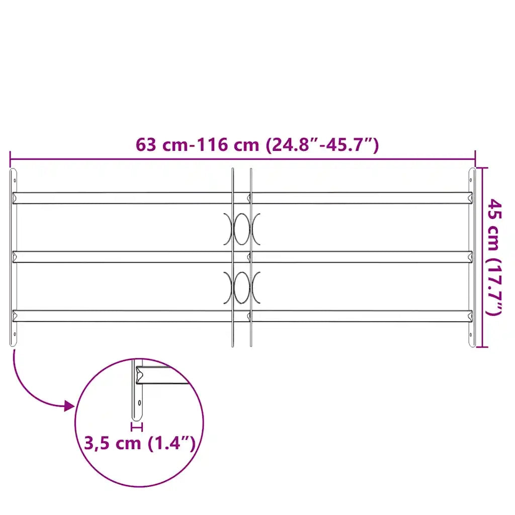 Grate per Finestre Regolabili 3 Barre Trasversali 700-1050 mm 141383