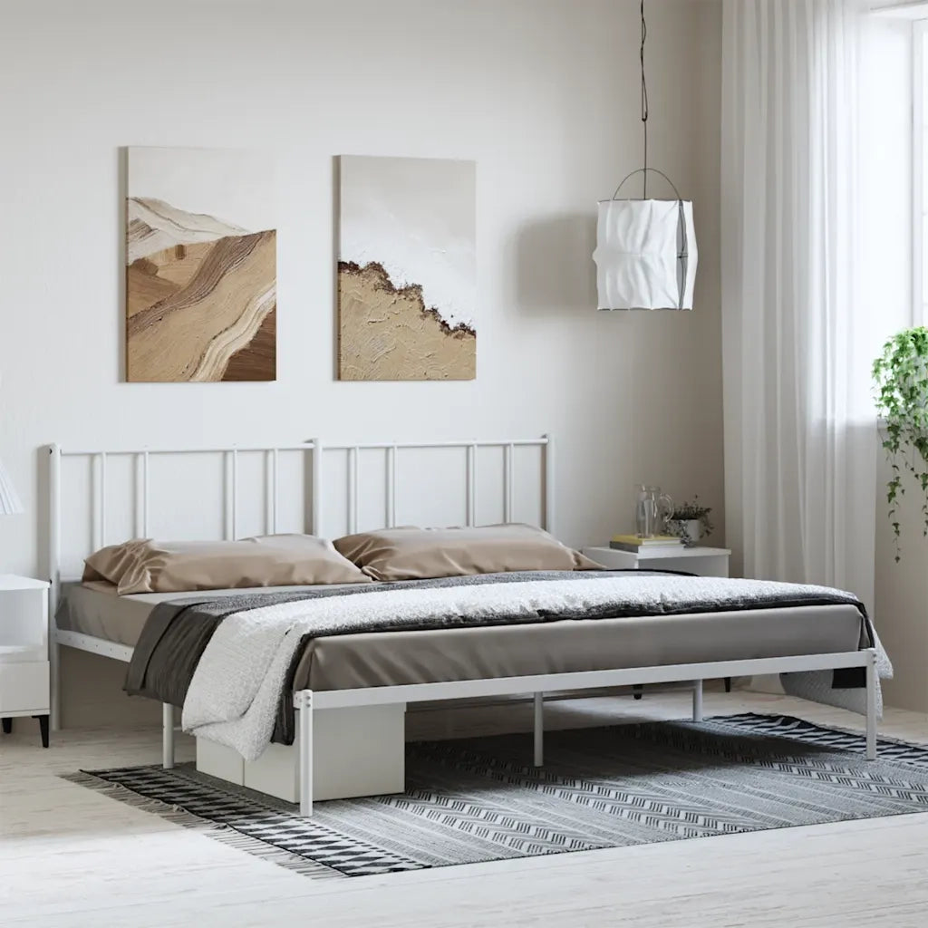 Giroletto con Testiera Metallo Bianco 183x213 cm 352534