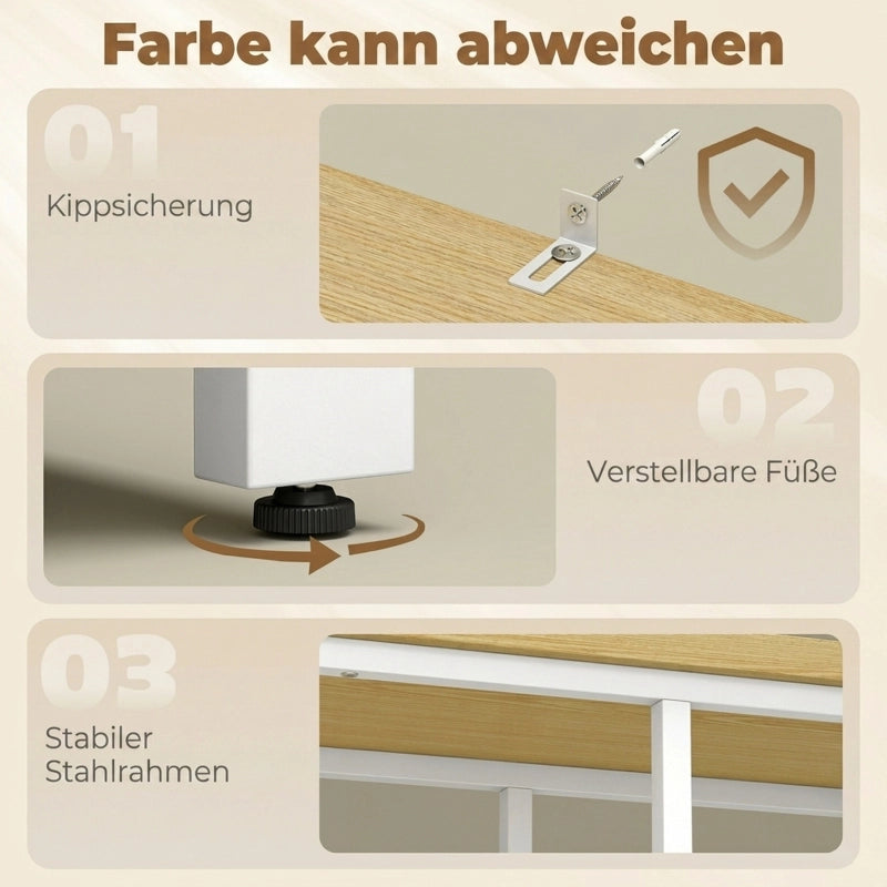 Scaffale da cucina con ripostiglio, 100x35x80 cm, bianco, con 3 cesti e armadio