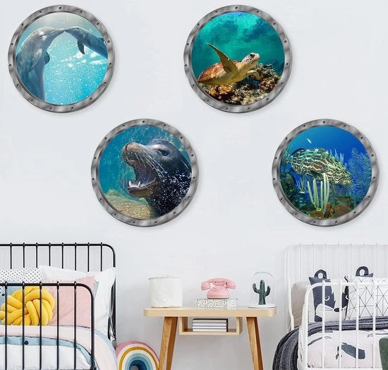 Decorazione per Parete 3D - Oceano - Animali Marini - 4 Pezzi - 29 x 29 cm