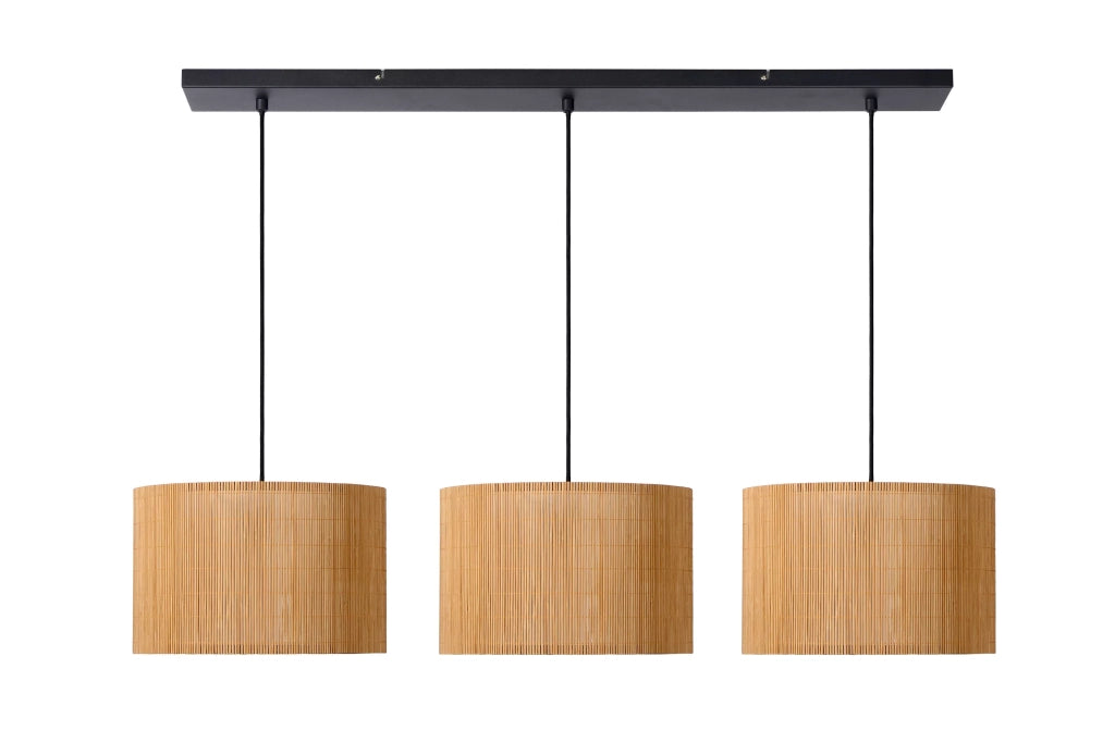 Lampada a sospensione rattan MAGIUS 3xE27 scandinava Lucide