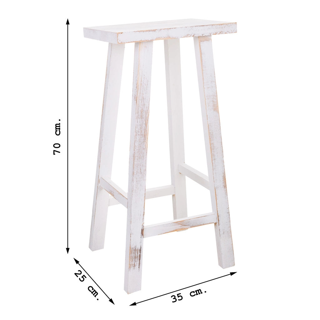 Sgabello in legno bianco 35x25x70h