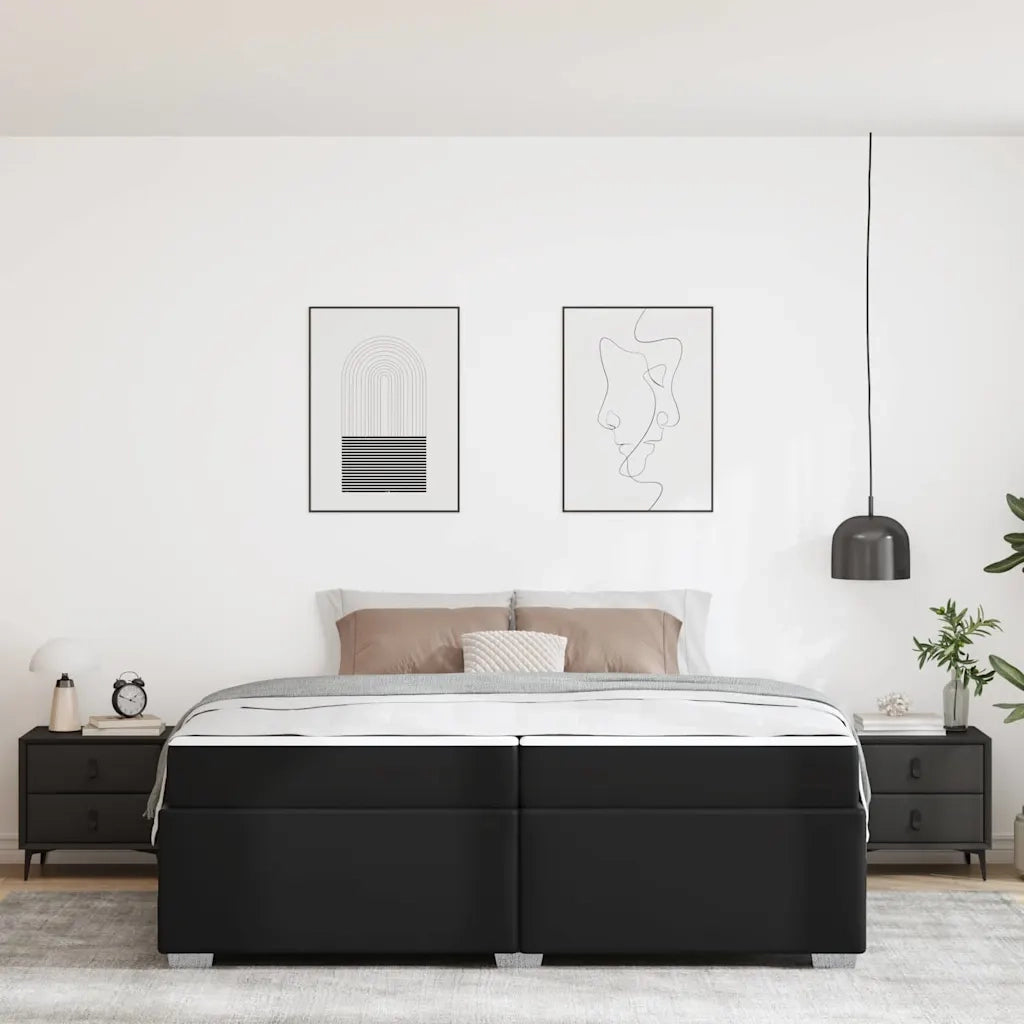 Struttura del letto con materasso Nero 200 x 200 cm Tessuto 3399250