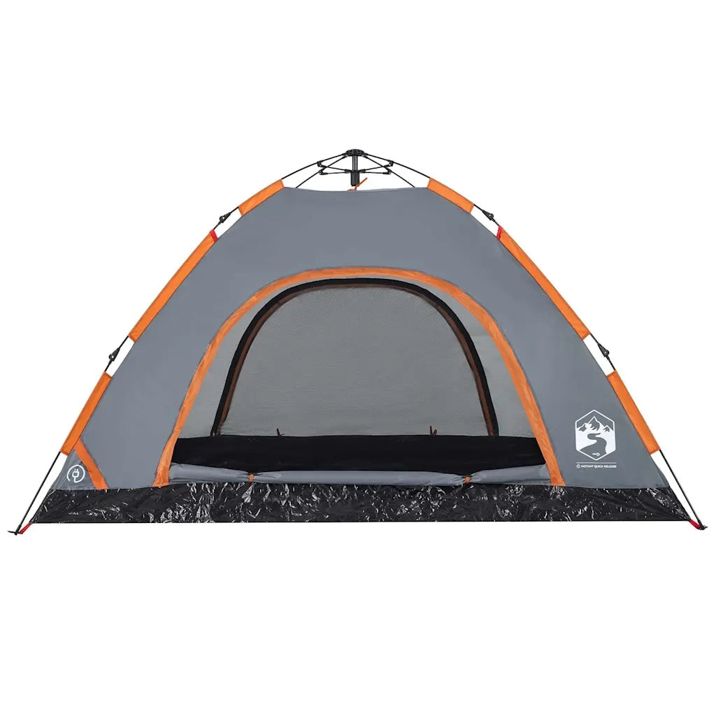 Tenda Campeggio 4 Persone-Tenda per Escursionismo Grigio e Arancione a Rilascio Rapido