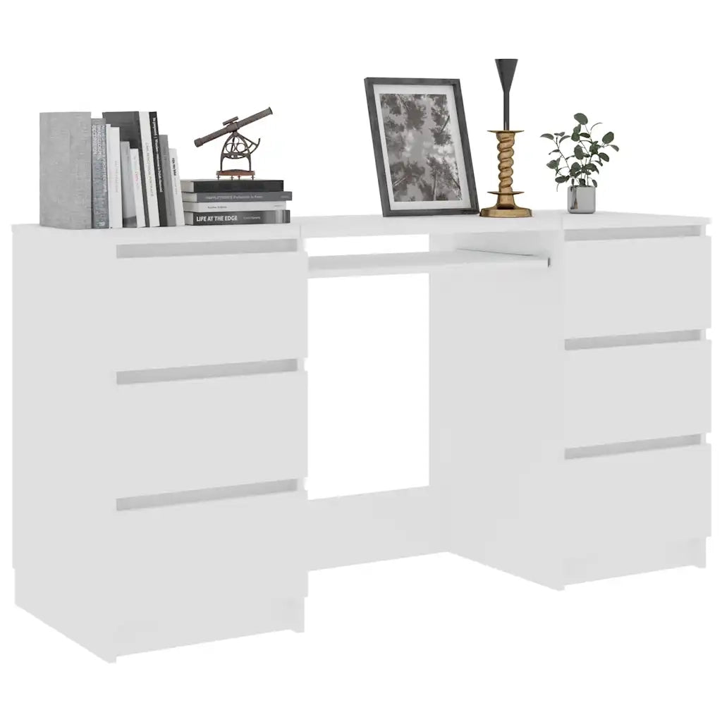 Scrivania | Tavolo da Ufficio Bianca 140x50x77 cm in Legno Multistrato