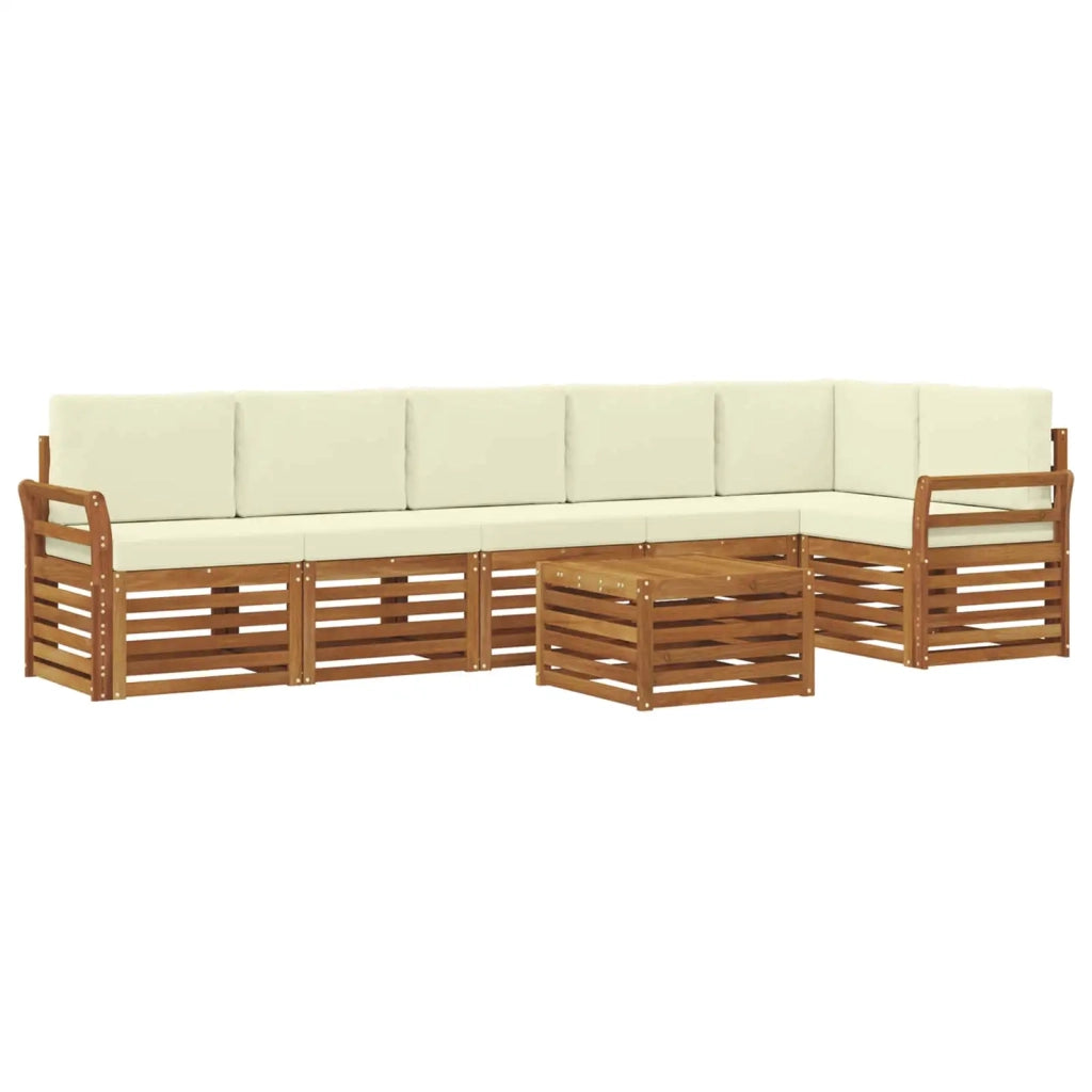 Set divano sezionale con cuscino 7 pcs Naturale e Crema