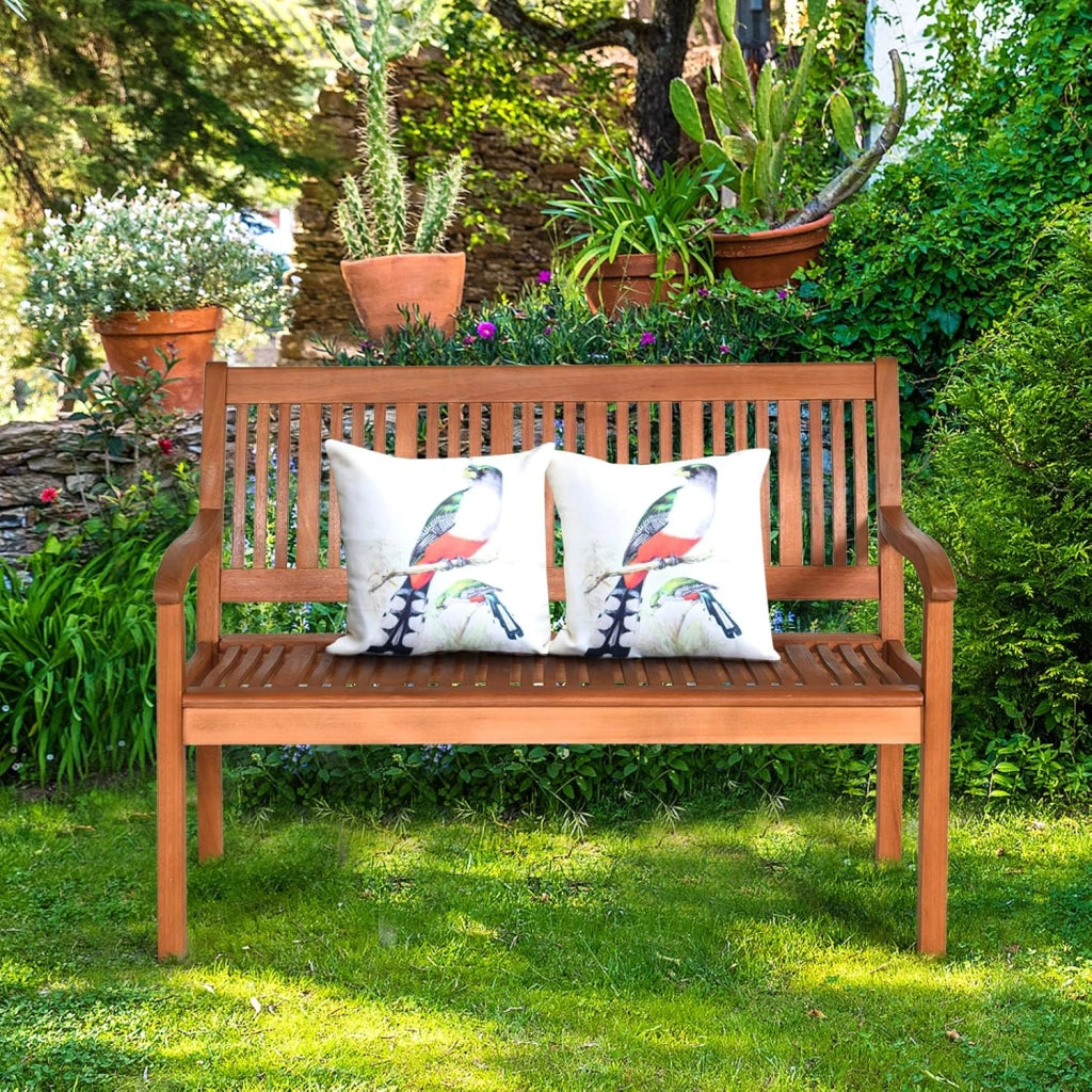 Panchina da Esterno in Legno a 2 Posti, Panchina da Parco Resistente alle Intemperie a 2 Posti, Panca da Giardino in Legno Massiccio da 360 kg,126x63x91 cm, Naturale