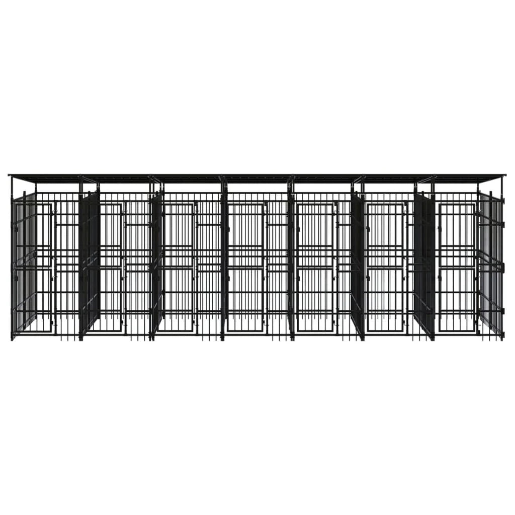 Cuccia/gabbia/recinto per animali domestici da esterno con tetto per cani acciaio 12,9 m² nero 02_0041738