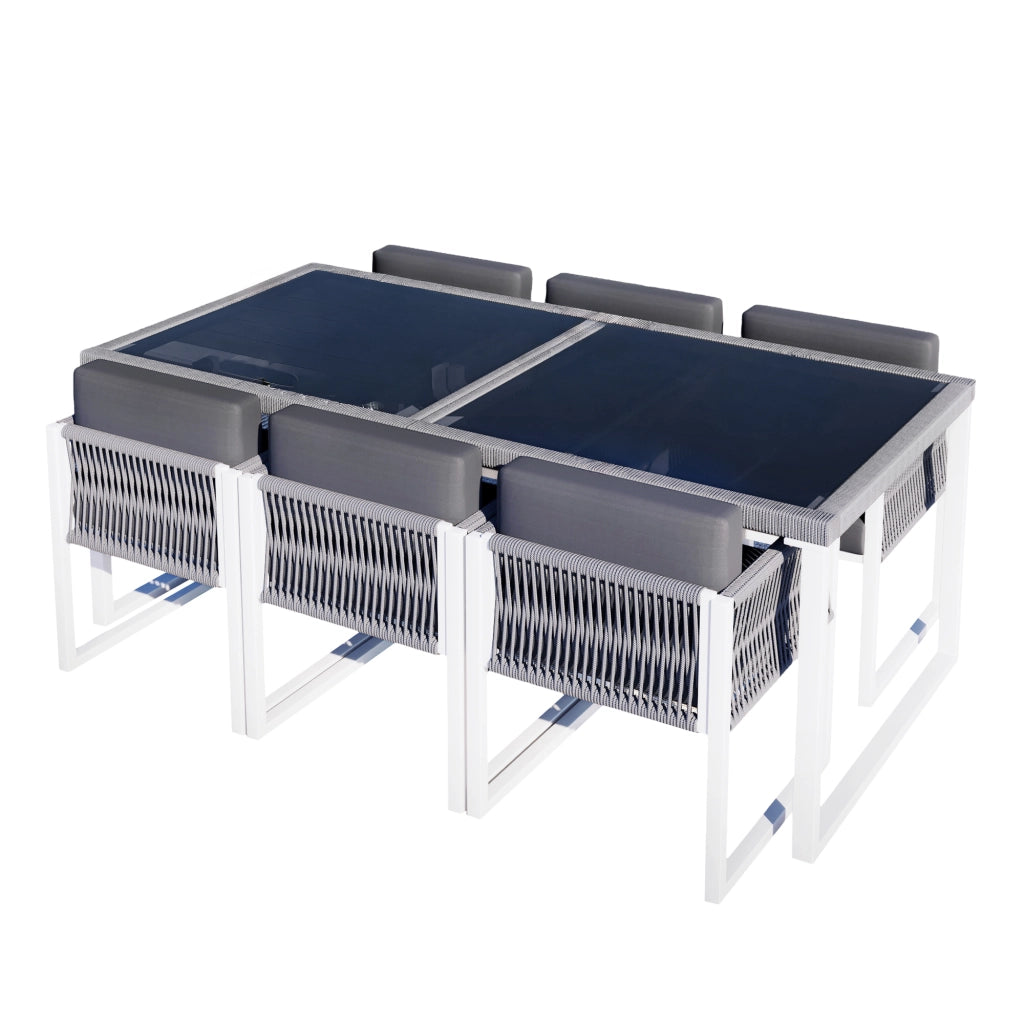 Set Pranzo da Giardino 6 Posti con Poltrone e Cuscini ¨C MINIMAL ¨C Polyrattan