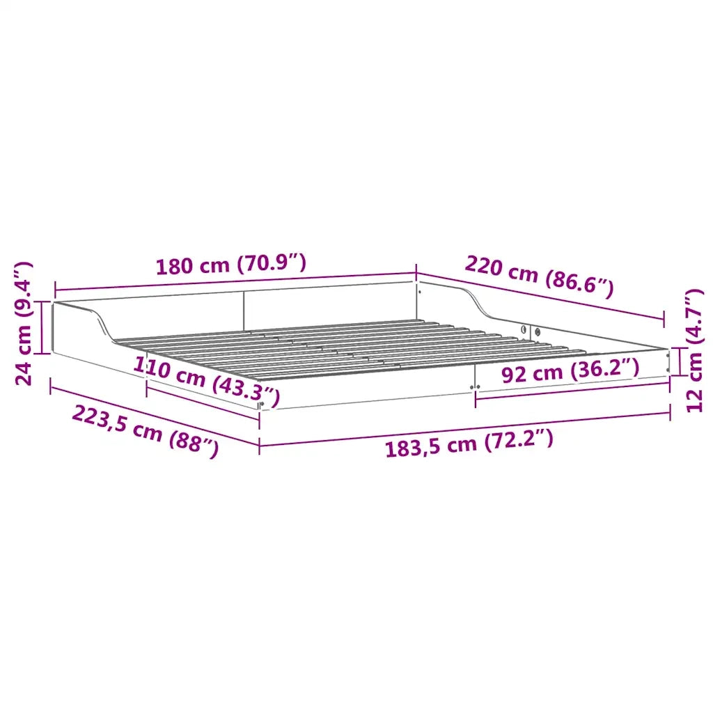 Struttura del letto Marrone cerato 180 x 220 cm Pino massello 873381