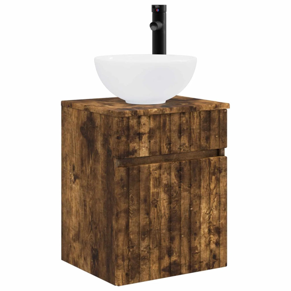 Mobile lavabo da parete Rovere Fumo 39 x 35 x 63 cm 890547