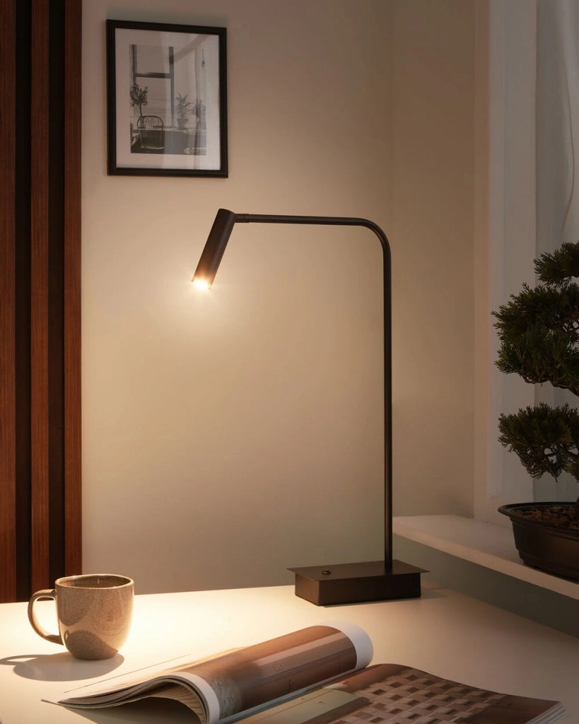 Lampada da tavolo nero LED intensità variabile braccio regolabile stile moderno cameretta ufficio
