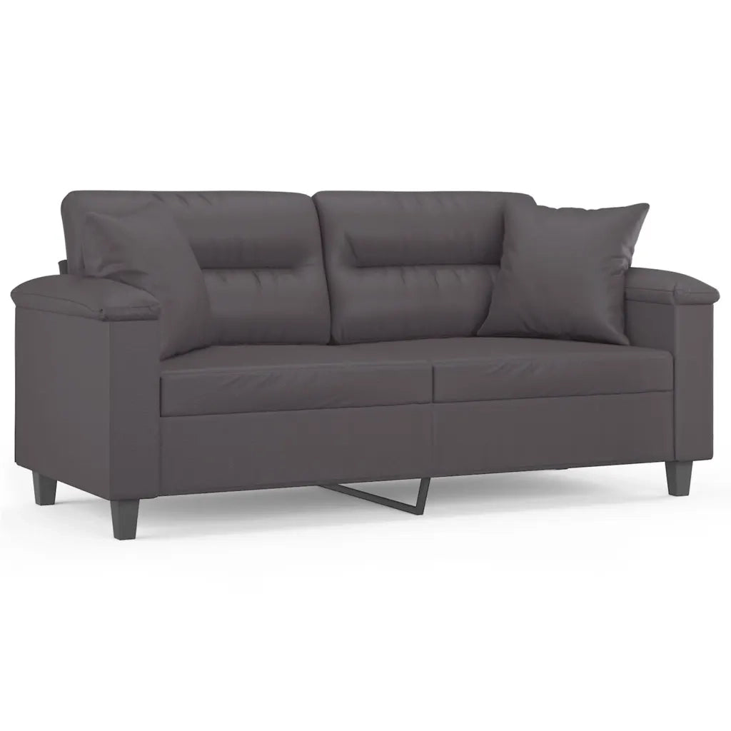 Divano a 2 Posti con Cuscini Grigio 140 cm in Similpelle 3200990