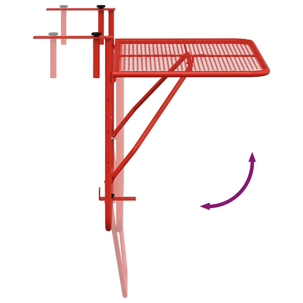 Tavolo da Balcone Rosso 60x40 cm in Acciaio 340919