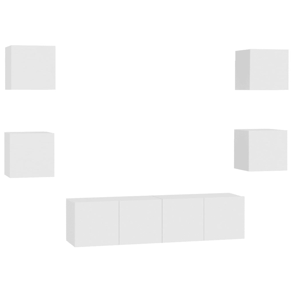 Set di Mobili Porta TV 6 pz Bianco in Legno Multistrato 3078660