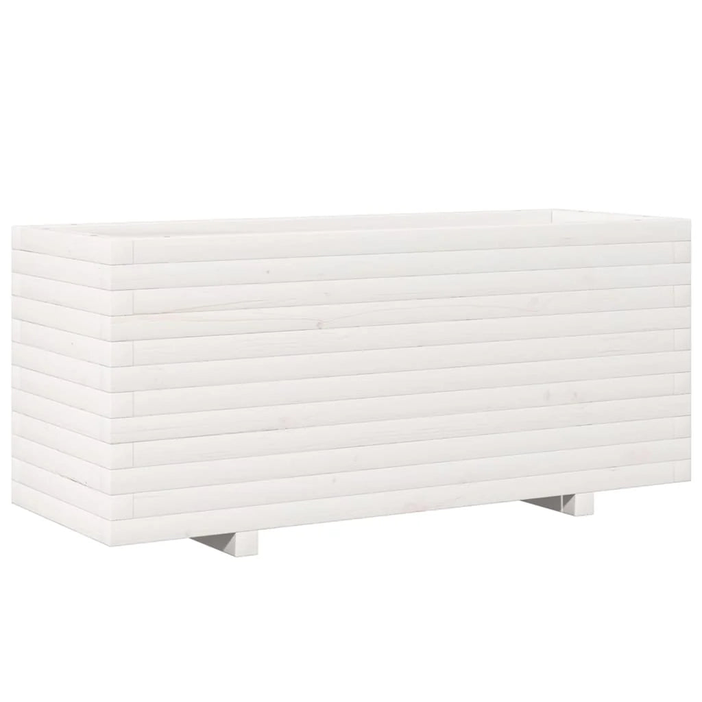 Fioriera rialzata per piante e fiori terrazza giardino 110 x 40 x 49,5 cm legno di pino massiccio bianco 02_0037343