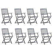Sedie da Giardino Pieghevoli 8 pz con Cuscini Massello Acacia 3078270