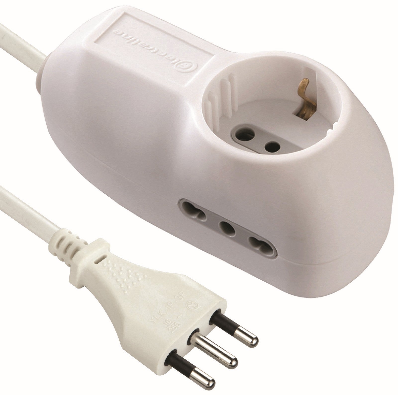 multipresa 2 prese bipasso+t e schuko, salvaspazio figura 2 cod:ferx.533