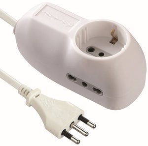 multipresa 2 prese bipasso+t e schuko, salvaspazio figura 2 cod:ferx.533