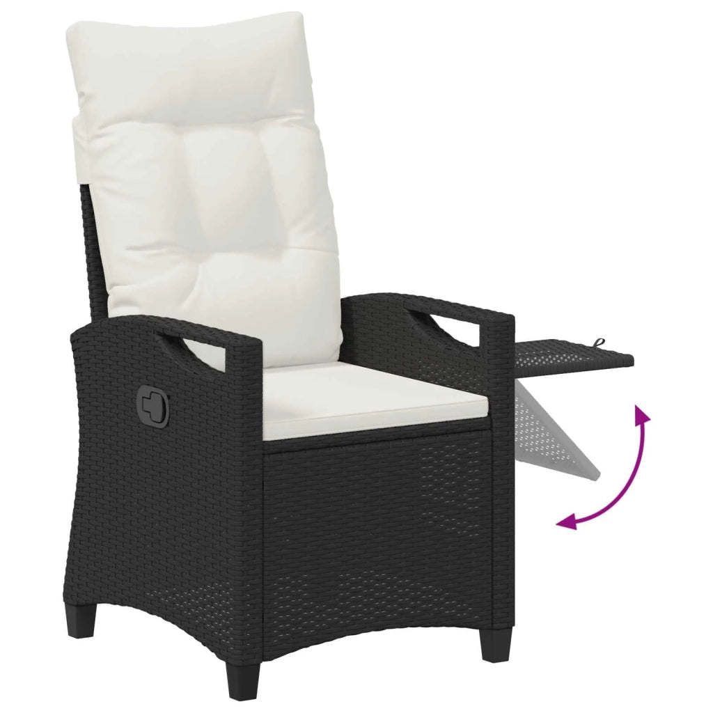 Sedia da Giardino | Sedie da Esterno reclinabile Nero e Crema 56 x 60 x 112 cm