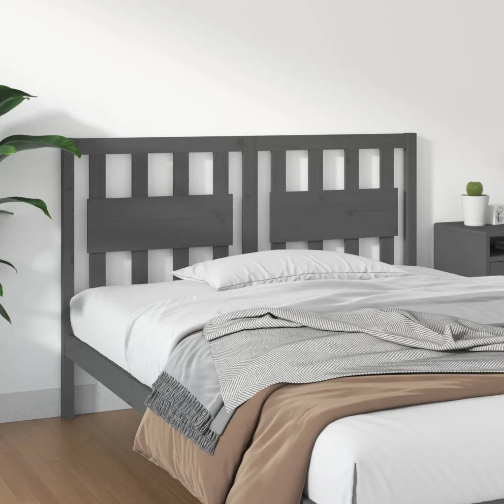 Testiera | Testata per Letto Grigia 125,5x4x100 cm Legno Massello di Pino