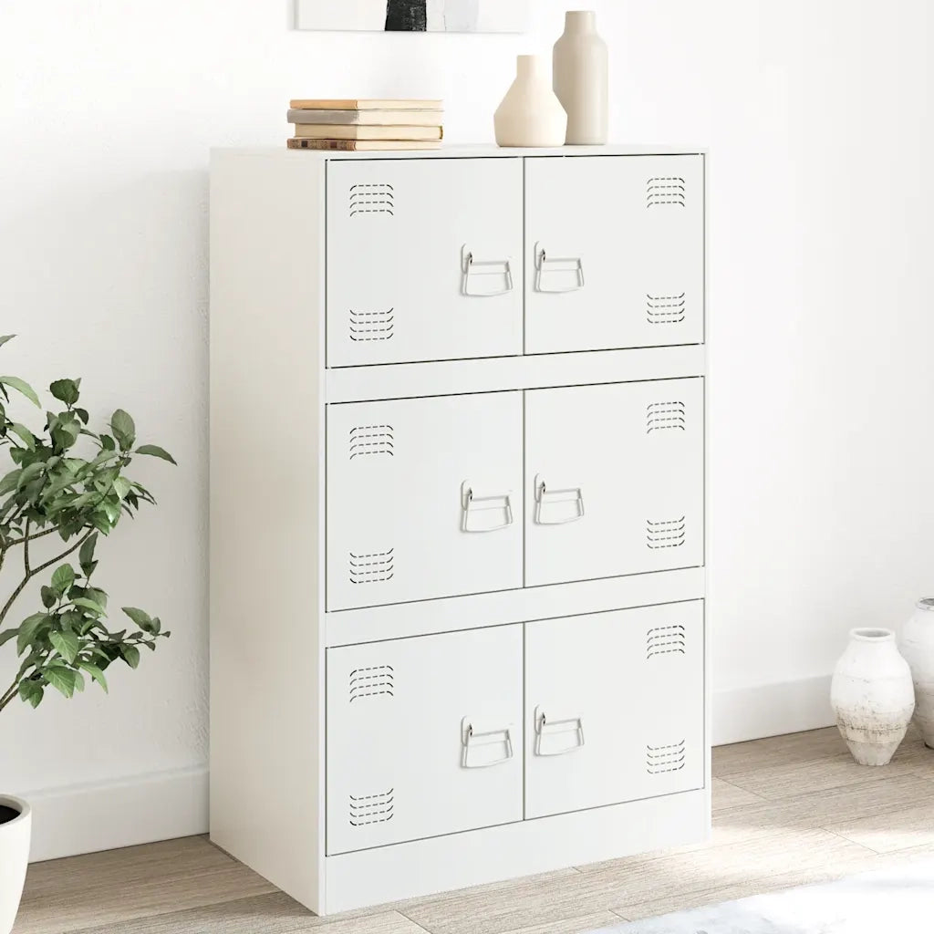 Credenza-Buffet-Armadio da cucina Bianca 67x39x107 cm in Acciaio 678490